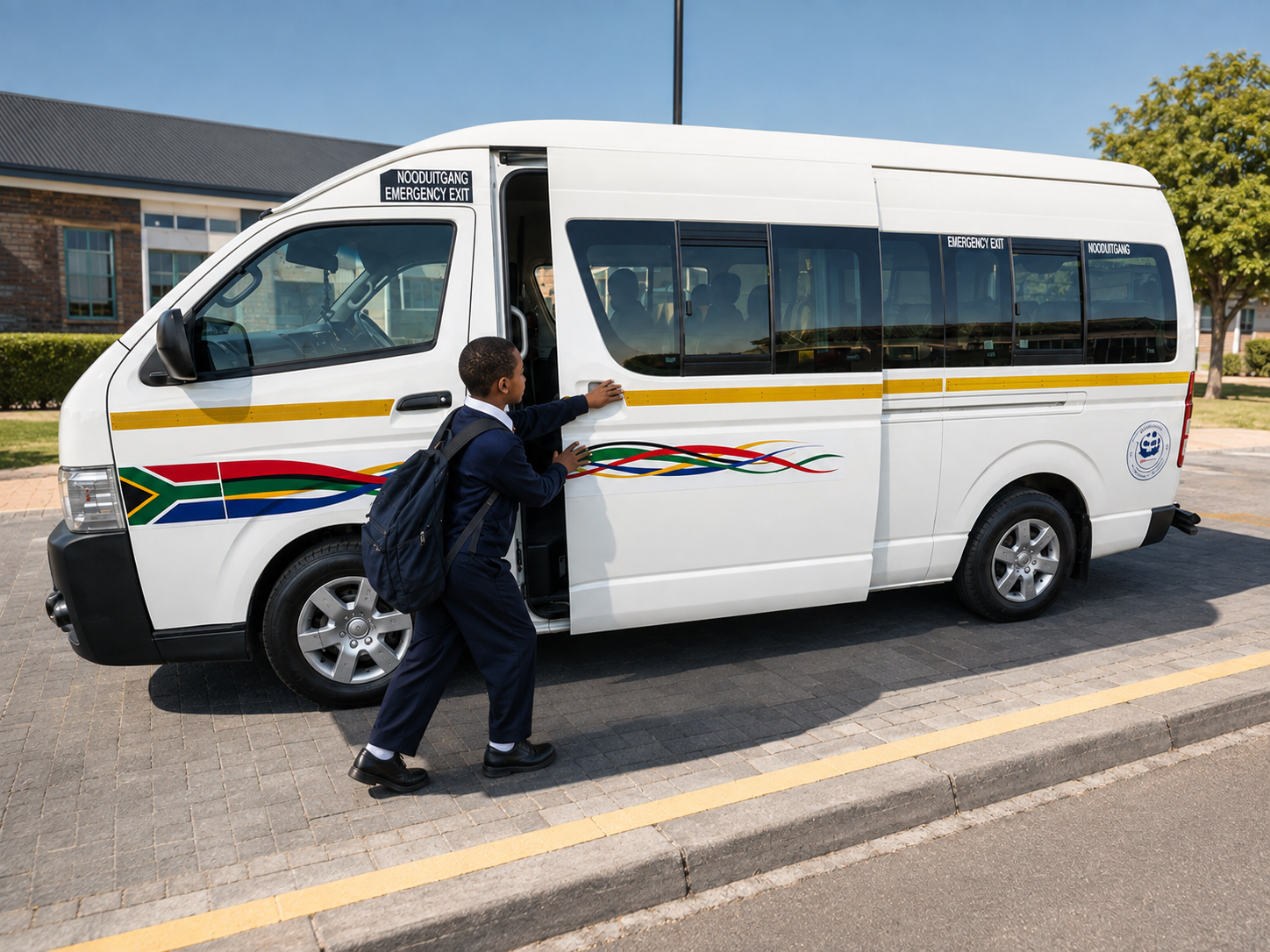 Passenger transport vehicle travelling on an open road